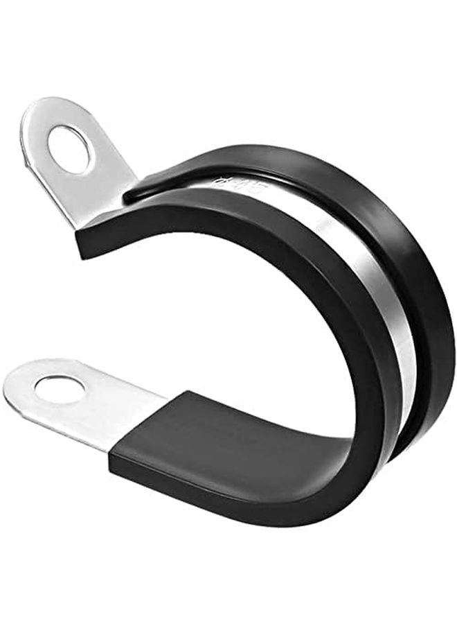 304 Stainless Steel R Shape Rubber Padded Cable Clamp 45mm 5pcs - Image 1